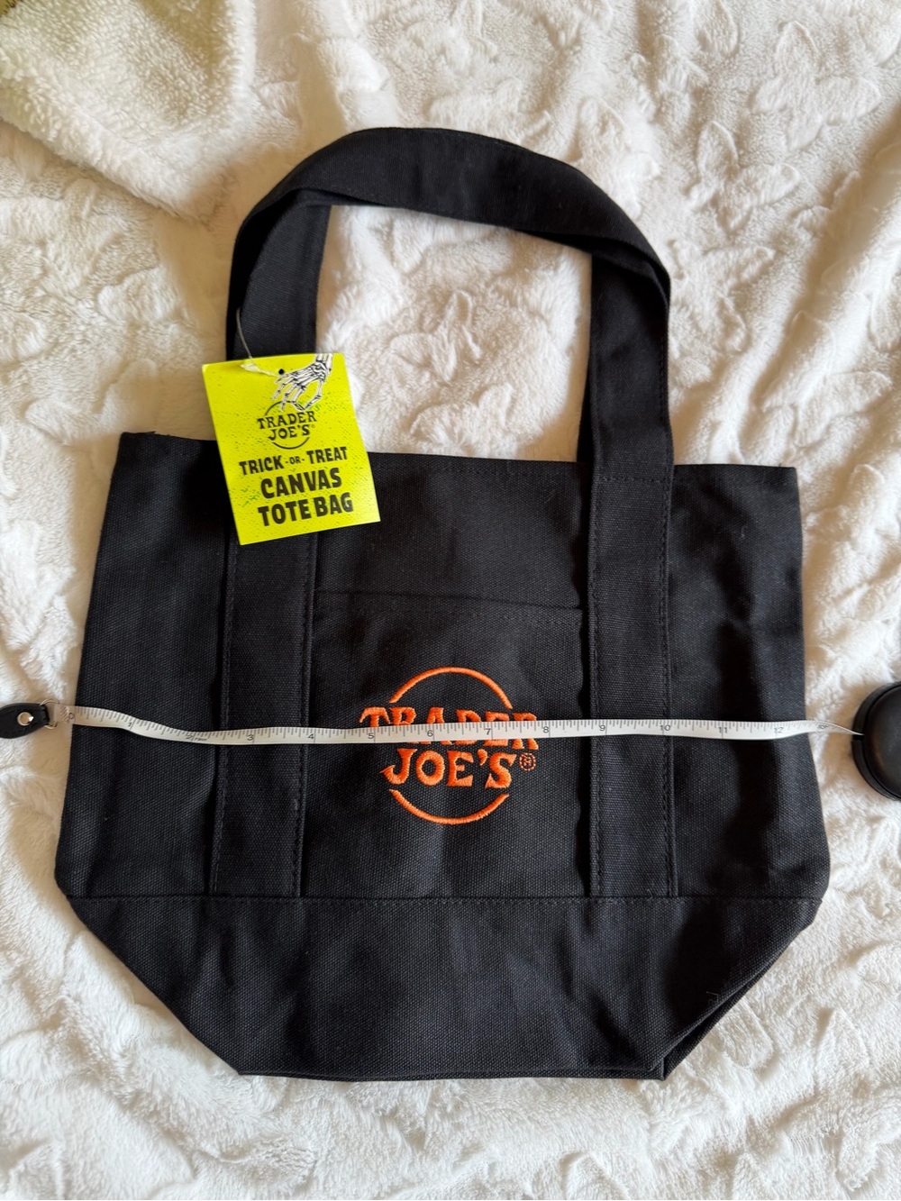 🎃🖤 NEW WITH TAG – Trader Joe’s Halloween Mini Tote! 🧡👻BLACK/ Orange - Picture 5 of 5